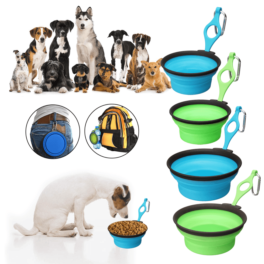 Pet Silica Gel Bowl Dog Cat Collapsible Silicone Dow Bowl Candy Color Outdoor Travel Portable Puppy Food Container Feeder Dish - MRSLM