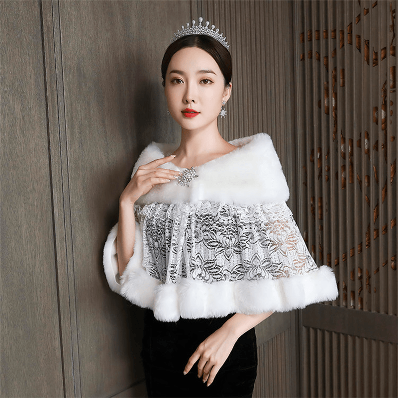 Bridal Hair Shawl Women'S Wedding Dress Warm Padded Dress Jacket Fur - MRSLM