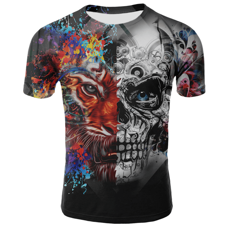 Smoking Skull 3D Digital Print T-Shirt - MRSLM