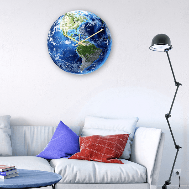 CC023 Creative Earth Pattern Wall Clock Mute Wall Clock Quartz Wall Clock for Home Office Decorations - MRSLM