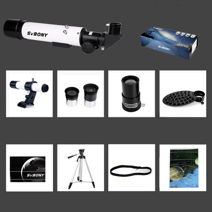 SVBONY SV25 Astronomical Telescope 3X Barlow Lens Birds Vision Optical Finder Scope Monocular with Tripod - MRSLM