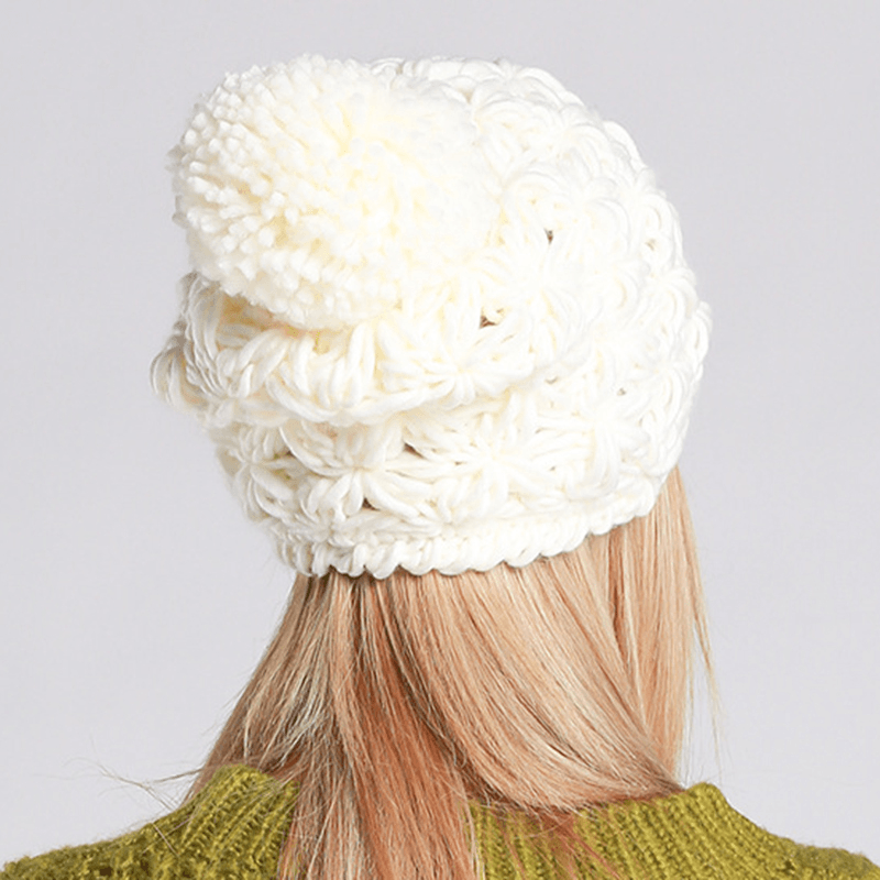 Womens Hand-Woven Knitted Beanie Hat Earmuffs Skullcap - MRSLM