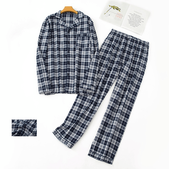 Plaid Cotton Warm Pajamas Set - MRSLM