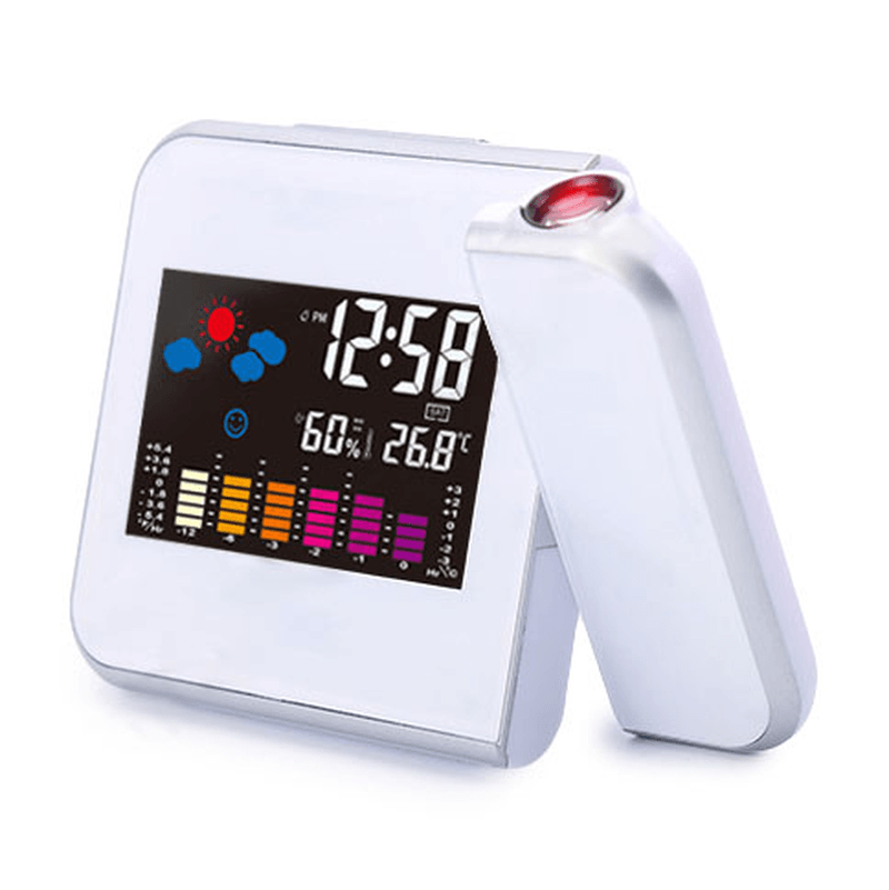 DC-003 Digital Wireless Hygrometer Therometer LED Projection Weather Station Alarm Clock - MRSLM