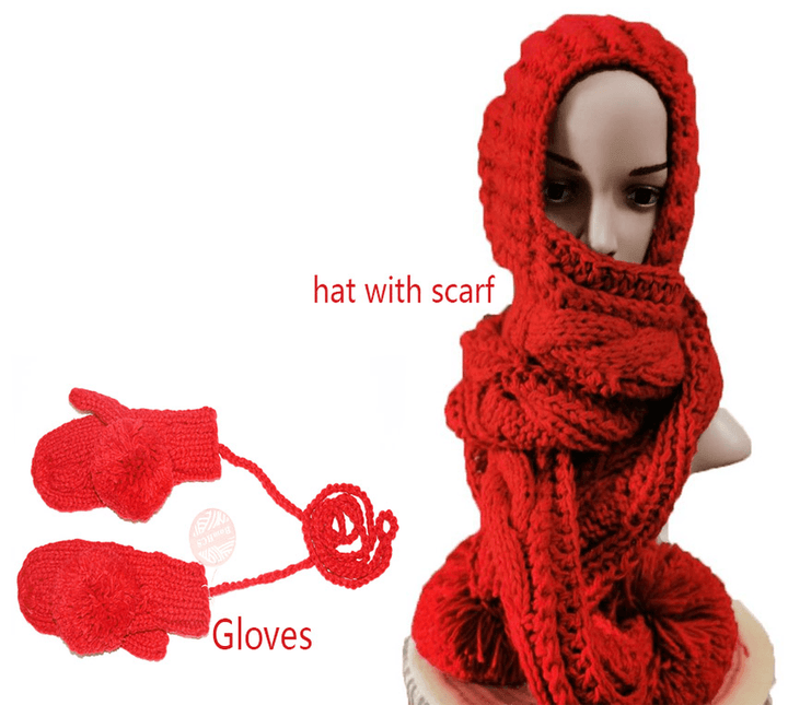 Knitting Bib Hat Women Scarf Hat - MRSLM