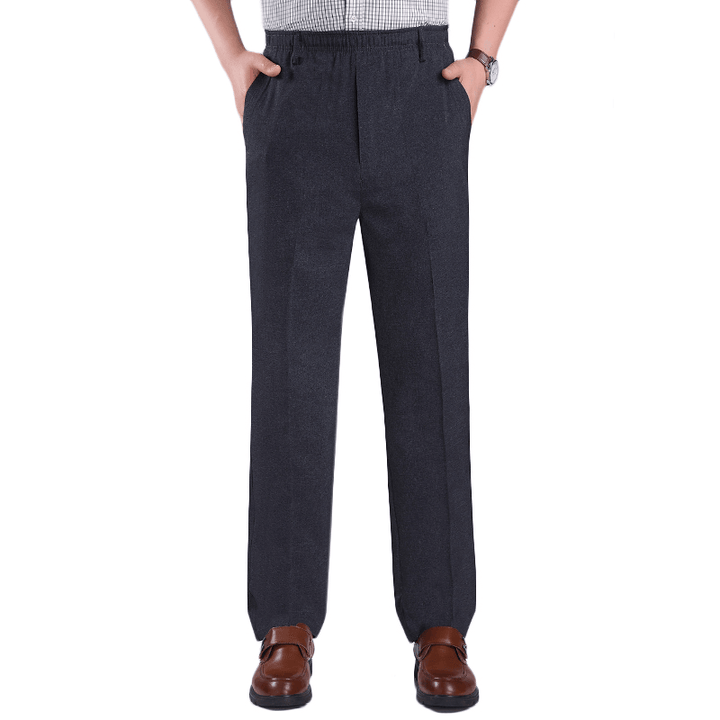 Men'S Summer Thin Elastic High Waist Deep Suit Pants - MRSLM