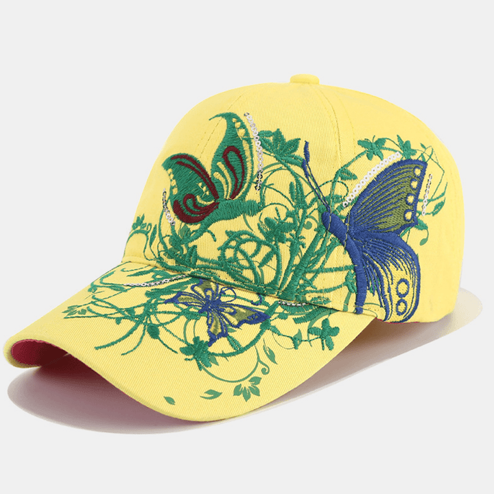 Women Sunscreen Sun Hat Fashion Butterfly Embroidery Duck Hat Baseball Cap - MRSLM