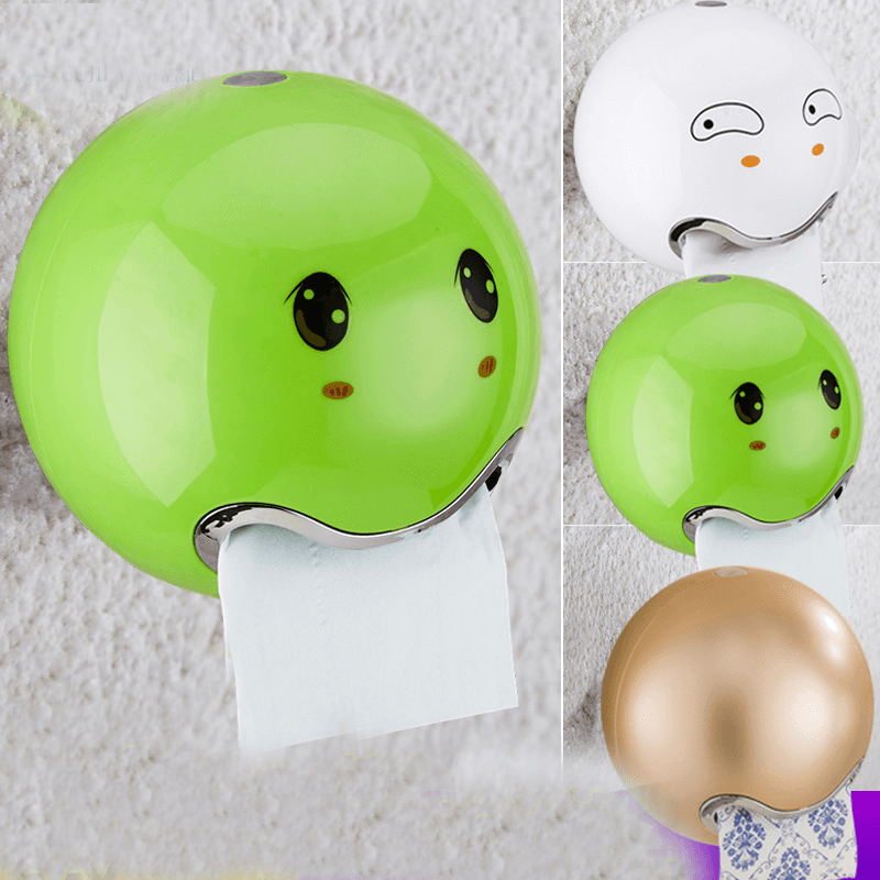 Cute Eyes Stickers Portable Cute Durable Wall Mounted Bathroom Paper Roll Holder Tissue Box - MRSLM