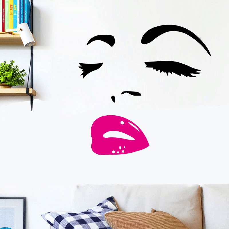 Miico FX1258 Red Lip Beauty Girl Wall Sticker Wall Art Home Decoration Stiker - MRSLM