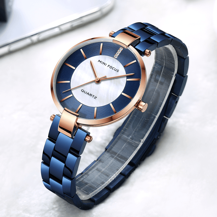 MINI FOCUS MF0224L Elegant Dress Analog Clock Metal Strap Fashion Women Watch Quartz Watch - MRSLM