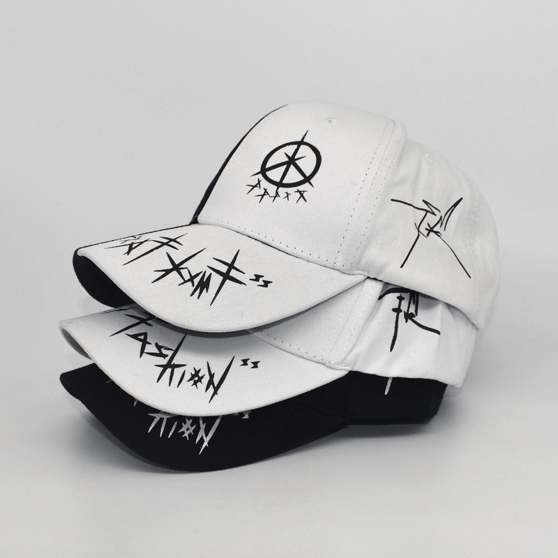 Black and White Color Matching Graffiti Baseball Cap - MRSLM