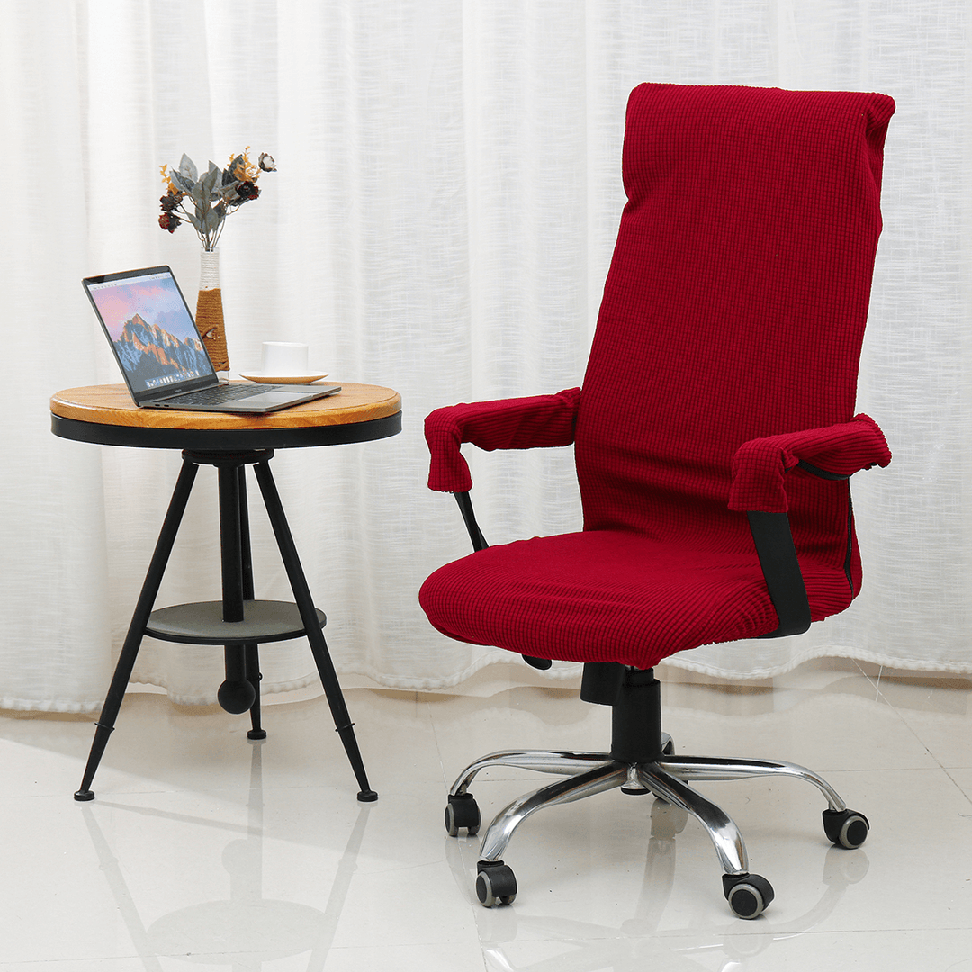 L Size Swivel Computer Chair Cover Stretch with 2 Armrest Covers Armchair Slipcover Seat - MRSLM