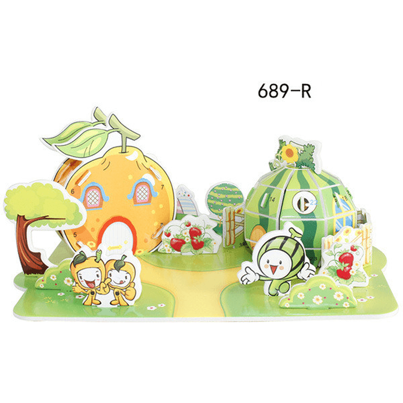 Children'S 3D Three Dimensional Puzzle Paper Educational Toys Diy Building Hut - MRSLM