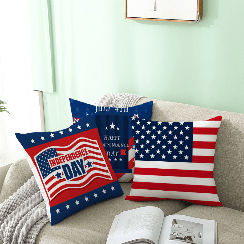 American Independence Day Pillowcase Custom Simple Peach Skin Cushion Cover Sofa Pillowcase Home - MRSLM