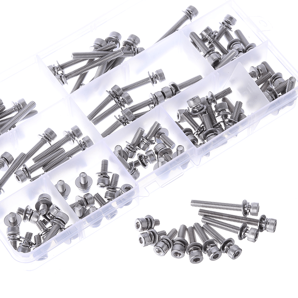 88Pcs M5 Hex Socket Knurled Cap Head Screw 304 Stainless Steel Bolt Assortment Set - MRSLM