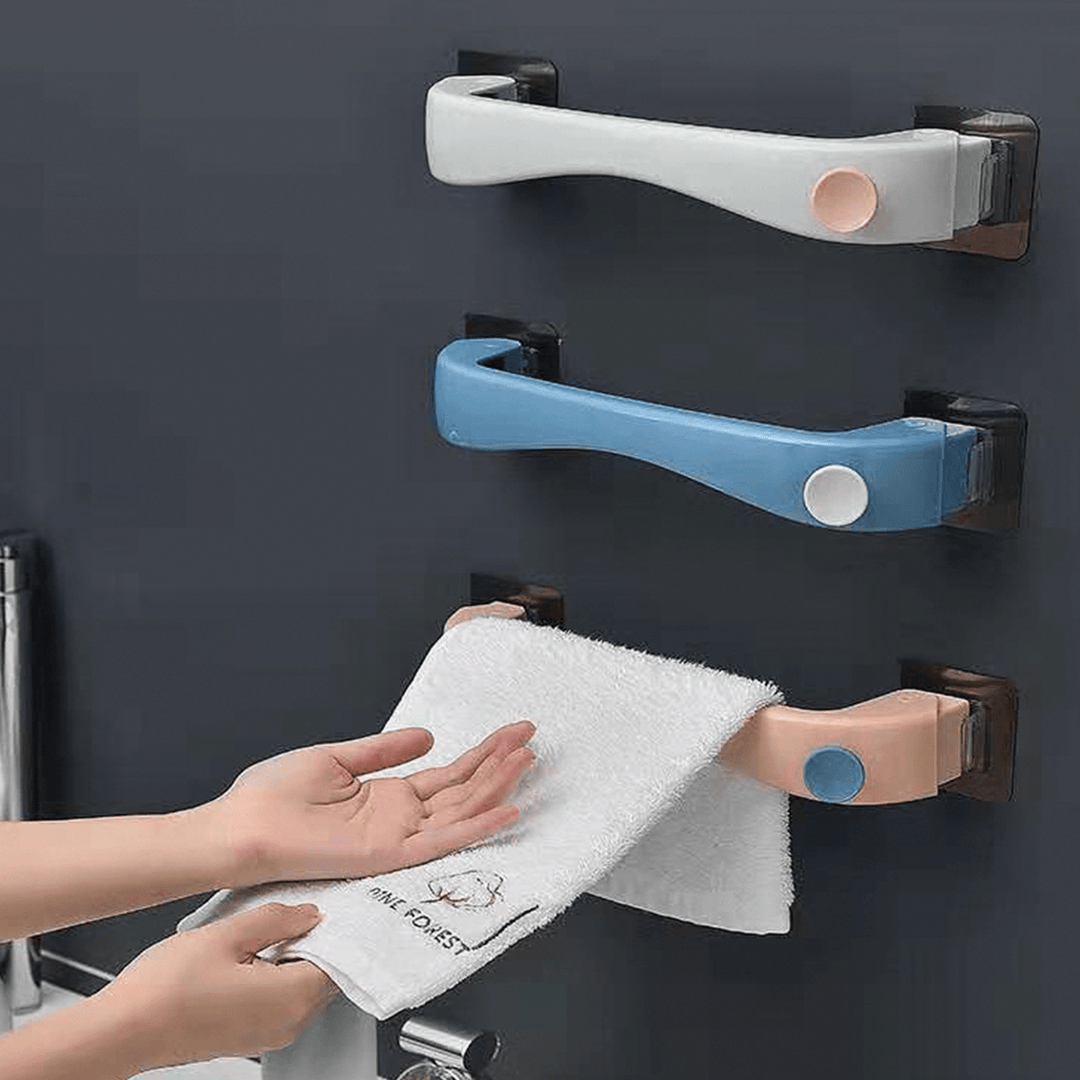 Multi-Function Useful Towel Rail Rack Holder Wall Mounted Bathroom Self-Adhesive Hanging Hanger Shelf Rack Holder for Bathroom Storage - MRSLM