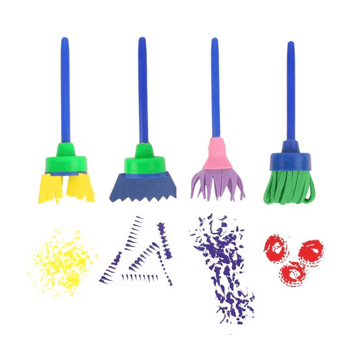 56Pcs DIY Child Painting Tool Kit Roller Mold Sponge Educational Drawing Toys Gift - MRSLM