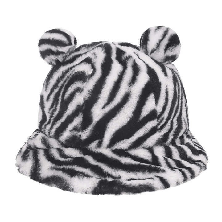 Leopard Print Bear Ear Ball Plush Fisherman Hat - MRSLM