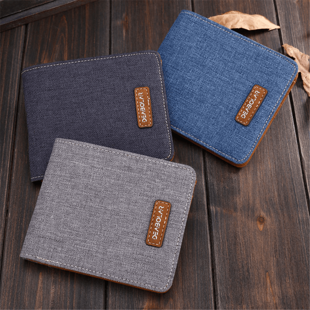 Men Canvas Slim Billfold Wallet Clutch Handbag Credit Card Purse Holder - MRSLM