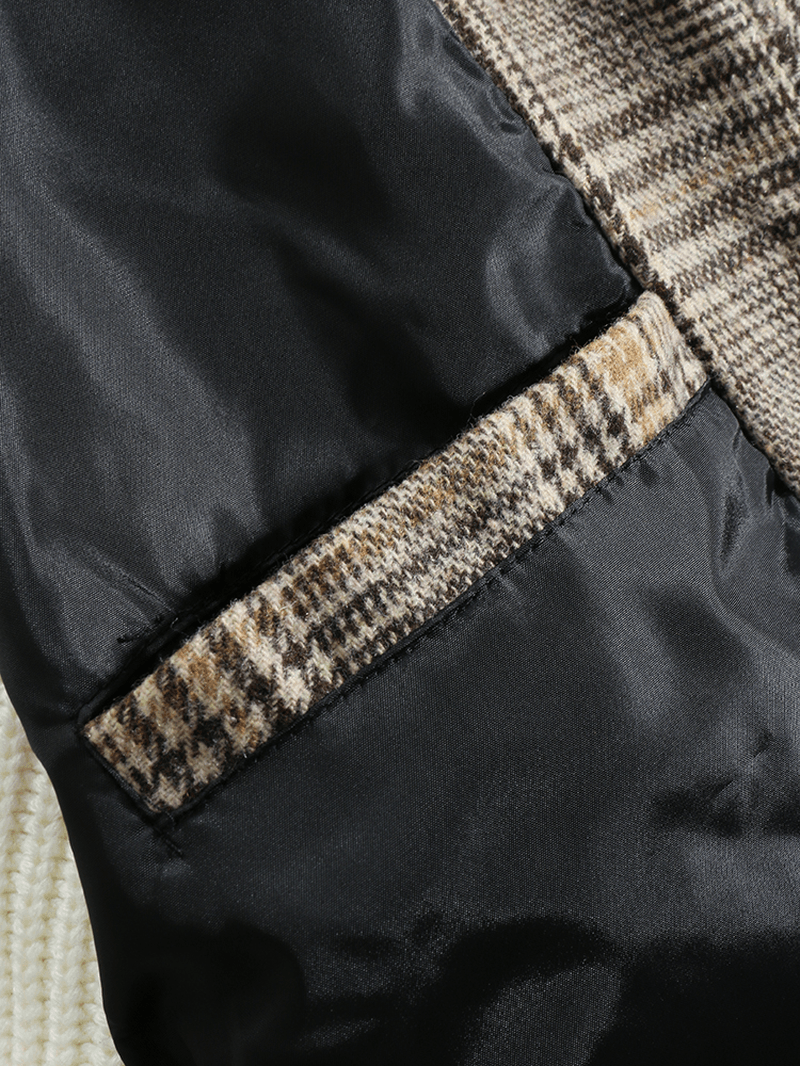 Mens Vintage Plaid Drawstring Waist Pocket Warm Hooded Coats - MRSLM