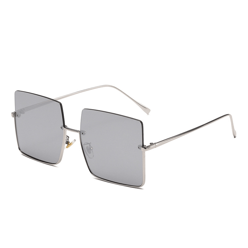 Half-Rim Glasses Square Design Metal Multicolor Sunshade Sunglasses - MRSLM