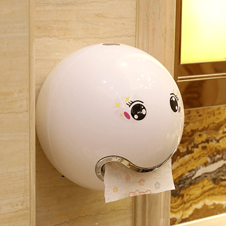 Cute Eyes Stickers Portable Cute Durable Wall Mounted Bathroom Paper Roll Holder Tissue Box - MRSLM