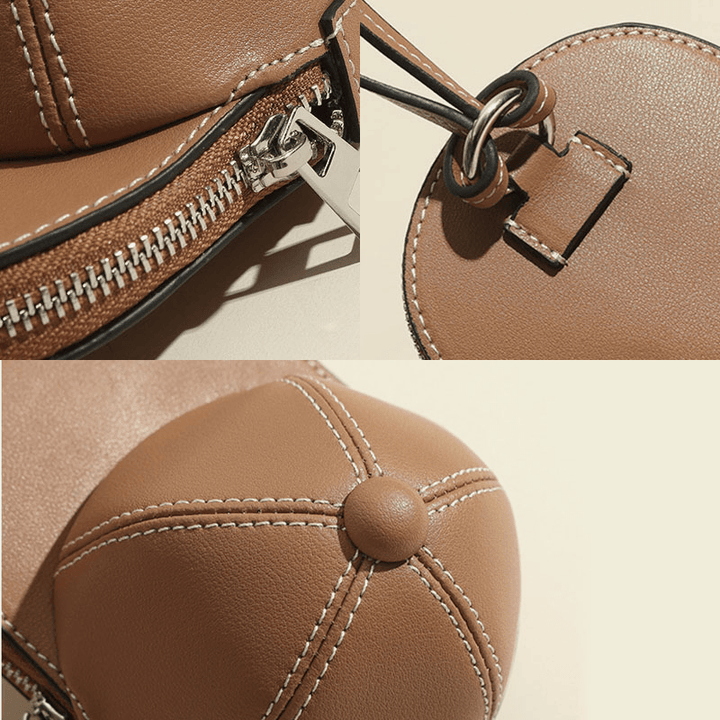 Women Faux Leather Baseball Hat Shape Causl Creative Shoulder Bag Crossbody Bag - MRSLM