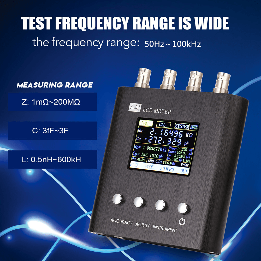 50Hz～100Khz-24 Frequency Handheld Impedance Tester Bridge LCR Digital Resistance Measurement Capacitance Adjustable Inductance - MRSLM