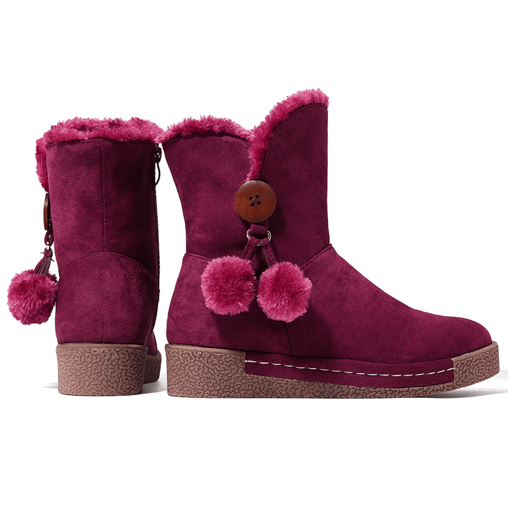 LOSTISY Women Zipper Boots Plush Fur Warm Snow Boots - MRSLM