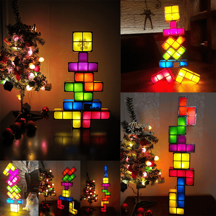 DIY Tetris Puzzle Novelty LED Night Light Stackable LED Desk Table Lamp Constructible Block Kids Toy'S Light Christmas Gift - MRSLM