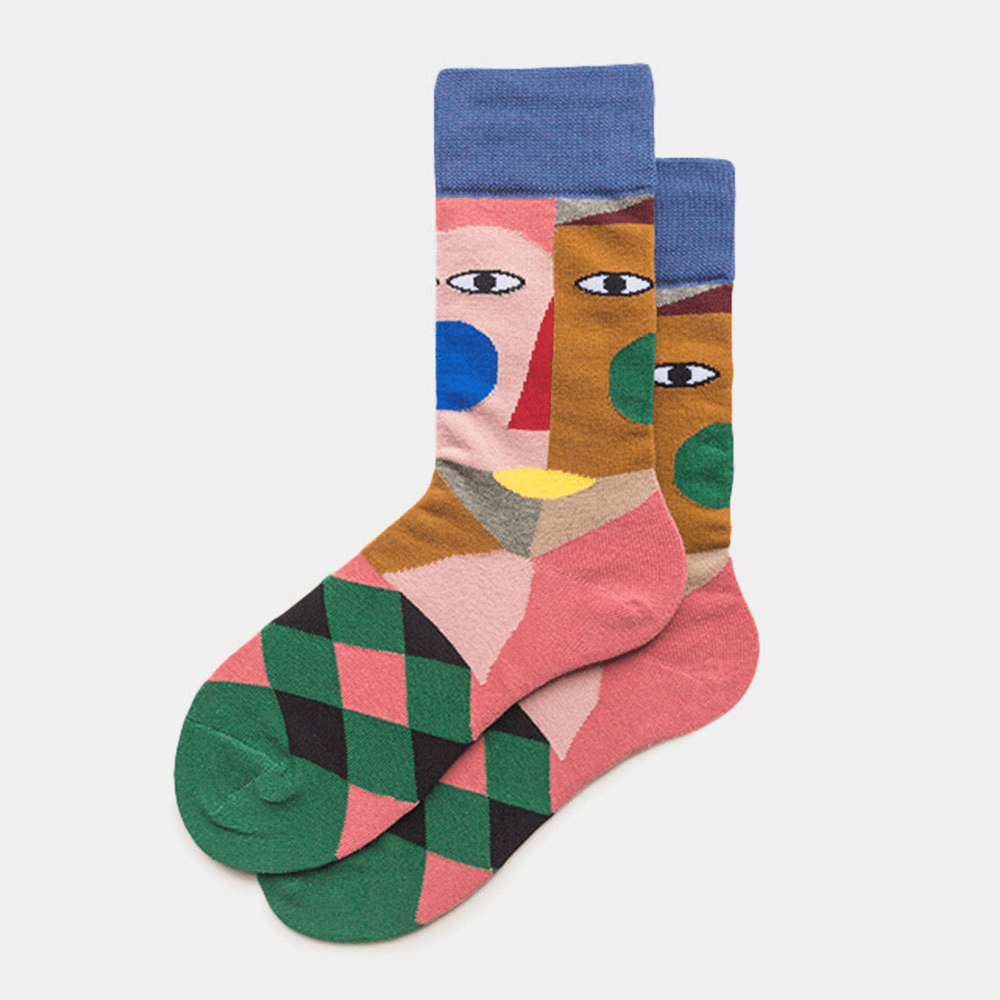 Couple Autumn and Winter Socks Color Art Tide Abstract Clown Fashion Street Socks - MRSLM