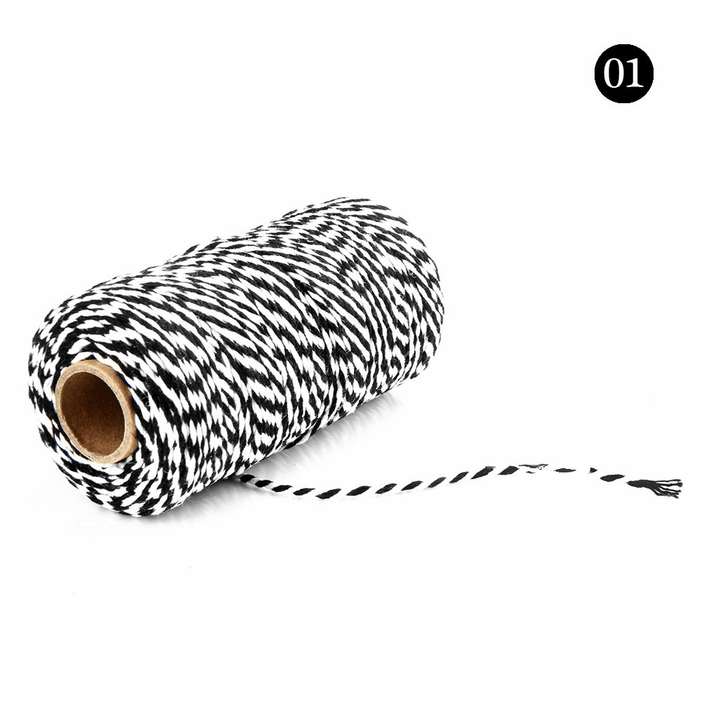 2Mm 100M Two-Tone Cotton Rope DIY Handcraft Materials Cotton Twisted Rope Gift Decor Rope Brush - MRSLM