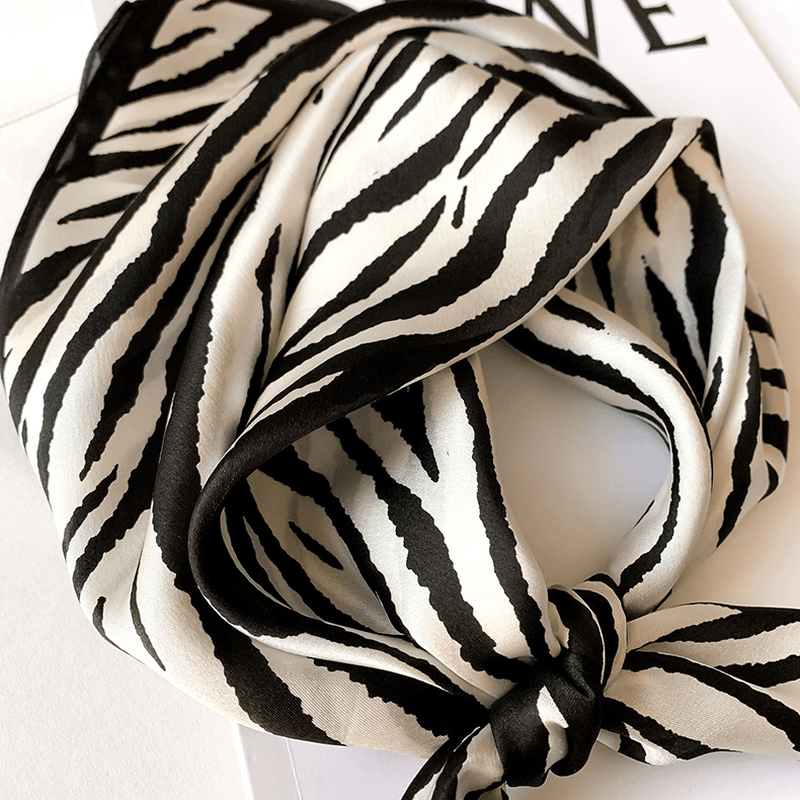 Silk Small Square Scarf Female Striped 53Cm Silkworm Decorative - MRSLM