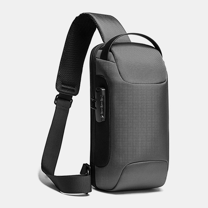 Men Oxford USB Charging Multi-Layers Waterproof Outdoor Crossbody Bag Chest Bag Sling Bag - MRSLM