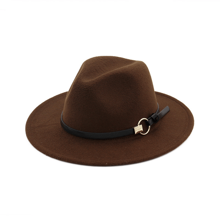 Simple Belt Flat Brim and Big Rim All-Match Jazz Hat - MRSLM