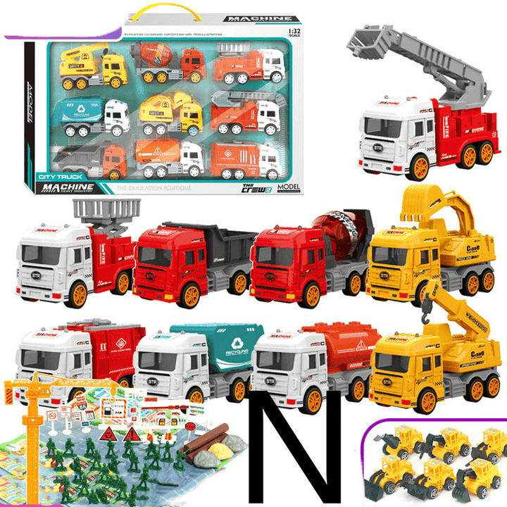 Children'S Car Toy Inertial Crane Excavator Truck Fire Truck Set - MRSLM