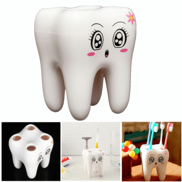 4 Holes Smily Face Toothbrush Holder Rack Cartoon Design Toothbrush Bracket - MRSLM