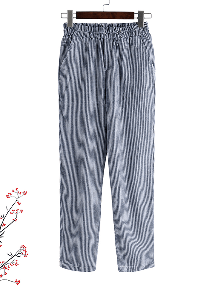 Women Striped High Waist Long Harem Pants Loose Trousers - MRSLM