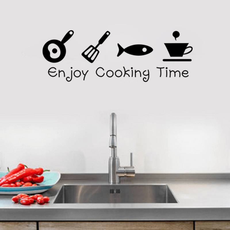 Cartoon Enjoy Cooking Time Kitchen Wall Sticker PVC Mural Art Decals Stickers Background Home Decor - MRSLM