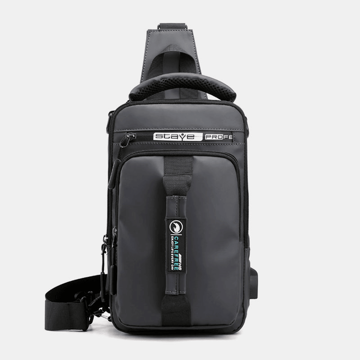 Men Nylon USB Charging Casual Outdoor Brief Chest Bag Shoulder Bag Backpack - MRSLM