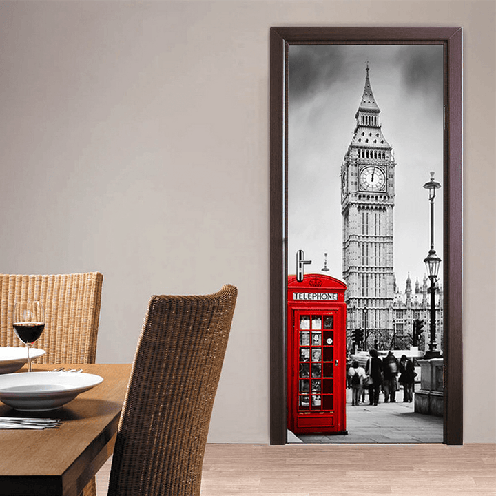 3D Art Door Wall Fridge Sticker Big Ben Decal Self Adhesive Mural Scenery Home Decor - MRSLM