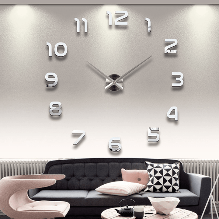 Large 3D Number Mirror Wall Sticker DIY Home Decor Big Watch Art Clock Wall Clock - MRSLM