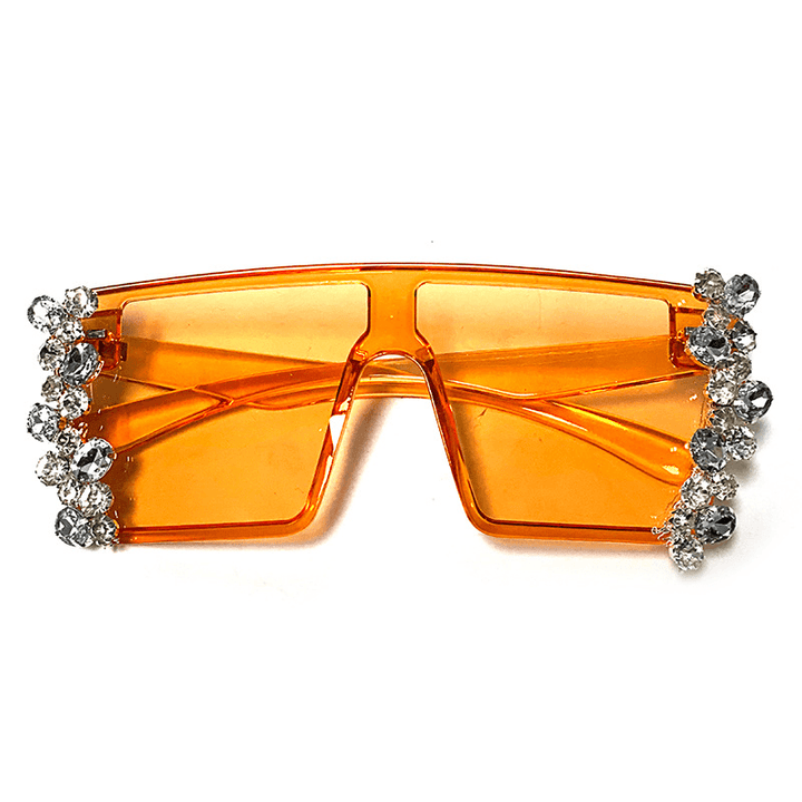 Large Square Frame Diamond Chain Diamond Sunglasses - MRSLM