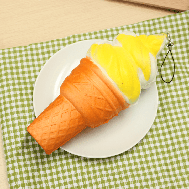 Squishy Jumbo Ice Cream Cone 17Cm Slow Rising Soft Collection Decor Gift Phone Bag Strap - MRSLM