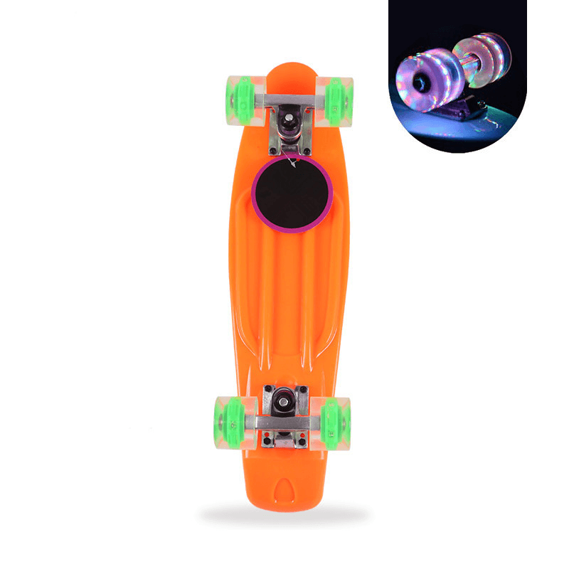 58X15Cm Cruiser Skateboard with ABEC-7 Bearing&Flashing Wheels Non-Slip Fish Board for Beginner＆Professional - MRSLM