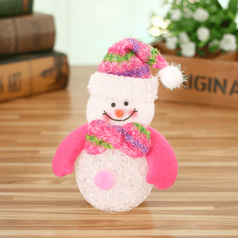 10*12CM Lovely Christmas Luminous Pendant Dolls Santa Claus/Snowman/Bear/Elk Christmas Home Decoration - MRSLM