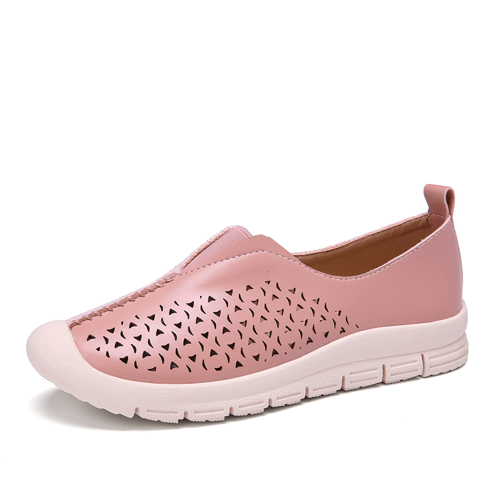 LOSTISY Women Colorblock Comfy Hollow Breathable Casual Flats - MRSLM