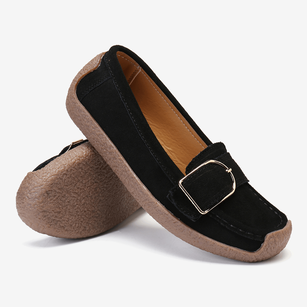 Women Soft Sole Buckle Breathable Casual Slip on Flats - MRSLM