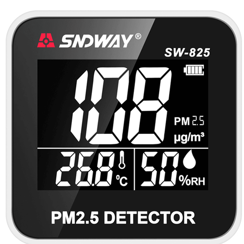 SNDWAY SW-825 Digital Air Quality Monitor Laser PM2.5 Detector Gas Temperature Humidity Monitor - MRSLM