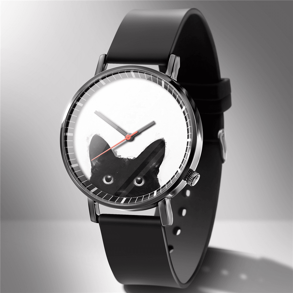 Fashion Quartz Watch Animal Print Men Business Watch Cute Black-White Dogs Cats Pattern Women Quartz Watch - MRSLM